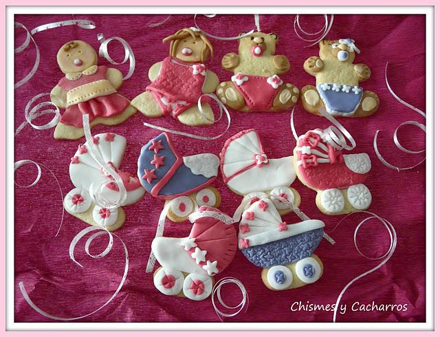 Galletas decoradas y Globo de pañales para Henar