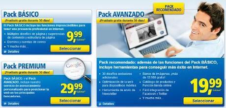 Packs de precios para la web de nuestro negocio