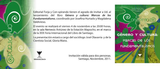 Lanzamiento de Género y cultura en la La Feria Internacional del Libro de Santiago