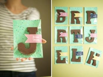 Letras de chocolate para nuestros invitados