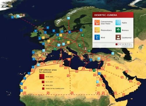 DESERTEC Map 500x362 sahara Energía Solar Concentración DII Desertec 