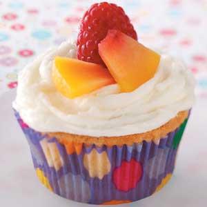 Peach Cupcakes de frambuesa Receta