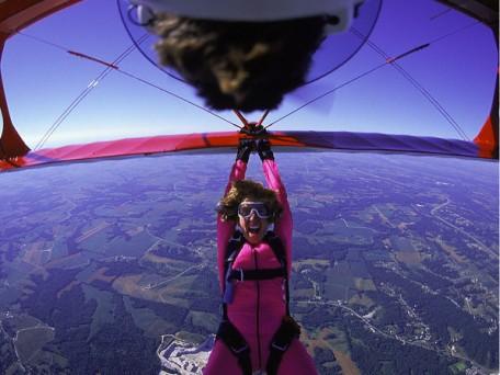 Skydiver Hanging From Airplane