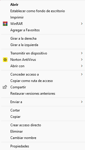 Cambios en el menú contextual en Windows 11