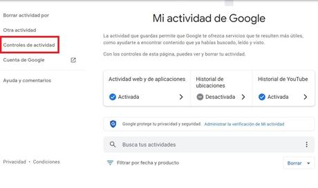 Eliminar historial Google
