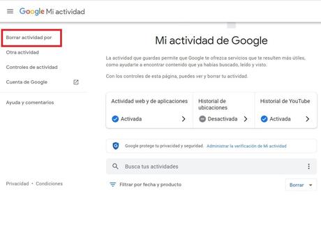 controlar qué información recopila Google Mi Actividad
