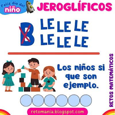 Acertijos, Acertijos con solución, Desafíos matemáticos, Retos matemáticos, Problemas matemáticos, Retos de lógica, Retos visuales, Retos virales, Retos mentales, Jeroglíficos, Jeroglíficos con solución, Niño, Día del Niño, Día Internacional del Niño,  Jeroglíficos escolares, Jeroglíficos para niños