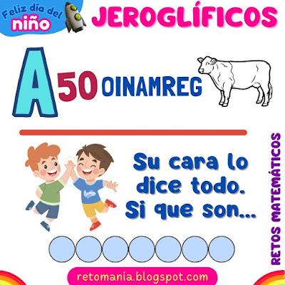 Acertijos, Acertijos con solución, Desafíos matemáticos, Retos matemáticos, Problemas matemáticos, Retos de lógica, Retos visuales, Retos virales, Retos mentales, Jeroglíficos, Jeroglíficos con solución, Niño, Día del Niño, Día Internacional del Niño, Jeroglíficos escolares, Jeroglíficos para niños