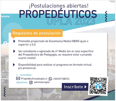 Universidad de Playa Ancha (Chile) invita a postular a sus Propedéuticos 2023.