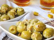 Aceitunas rellenas aliñadas mostaza nueces