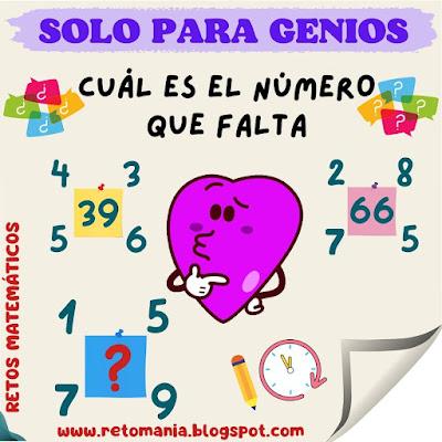 DESCUBRE EL NÚMERO QUE FALTA Desafíos matemáticos, Retos matemáticos, Problemas matemáticos, Juego de números, Descubre el número, El número que falta, Busca el número, Números escondidos, Acertijos, Acertijos numéricos, Retos visuales, Acertijos visuales