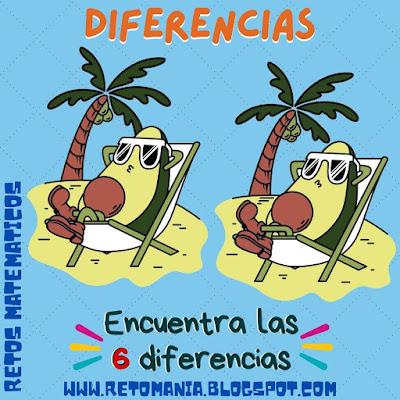 DIFERENCIAS Retos matemáticos, Desafíos matemáticos, Problemas matemáticos, Problemas para pensar, Problemas de lógica, Diferencias, Encuentra las diferencias