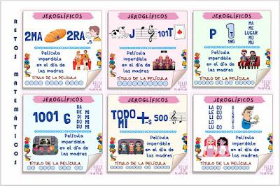 Reto matemático, Desafío matemático, Problema matemático, Problemas de ingenio, Retos visuales, Jeroglíficos, Jeroglíficos escolares, Jeroglíficos con solución, Mamá, Día de las madres