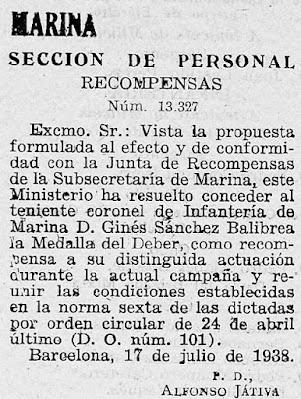 GINÉS SÁNCHEZ BALIBREA. TENIENTE CORONEL DE INFANTERÍA DE MARINA.