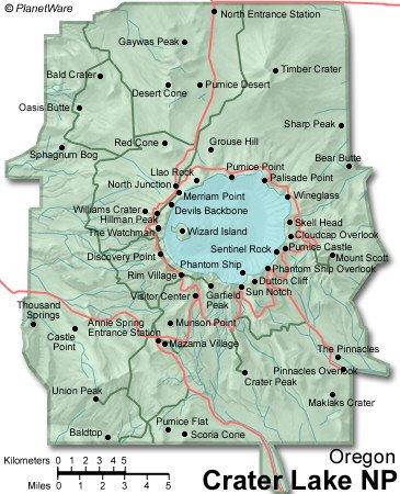 20 atracciones turísticas mejor valoradas en Oregón Parque Nacional Crater Lake - Plano de planta
