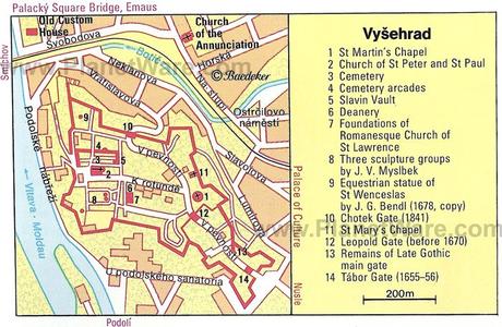 20 atracciones turísticas mejor valoradas en Praga Mapa de Vysehrad - Atracciones turísticas