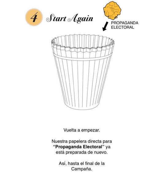 Una papelera para propaganda electoral.