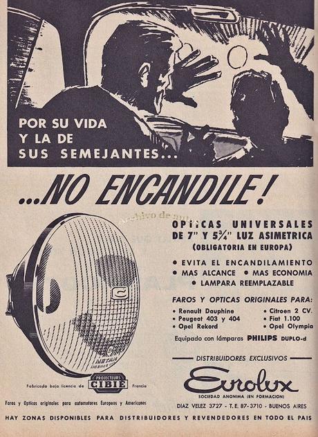 Faros Cibié fabricados bajo licencia en Argentina en 1962