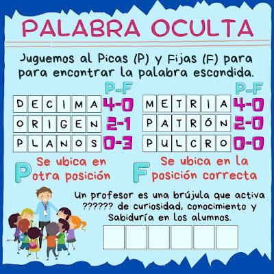PALABRA OCULTA Desafíos matemáticos, Retos matemáticos, Problemas matemáticos, Problemas de lógica, Problemas de ingenio, Maestro, Día del maestro, Día del Profesor, Buscapalabras, Palabra oculta, Juego de letras, Juego de palabras