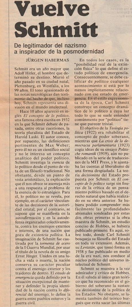 HABERMAS ESCRIBE SOBRE SCHMITT (1986)