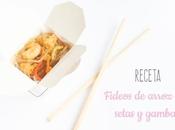 Fideos chinos arroz setas gambas