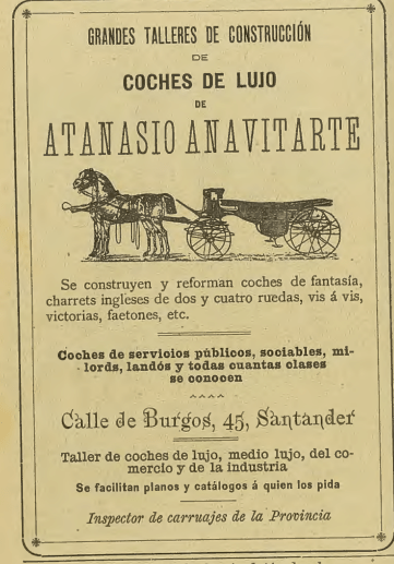 Santander 1901: Taller de coches de lujo Anastasio Anavitarte