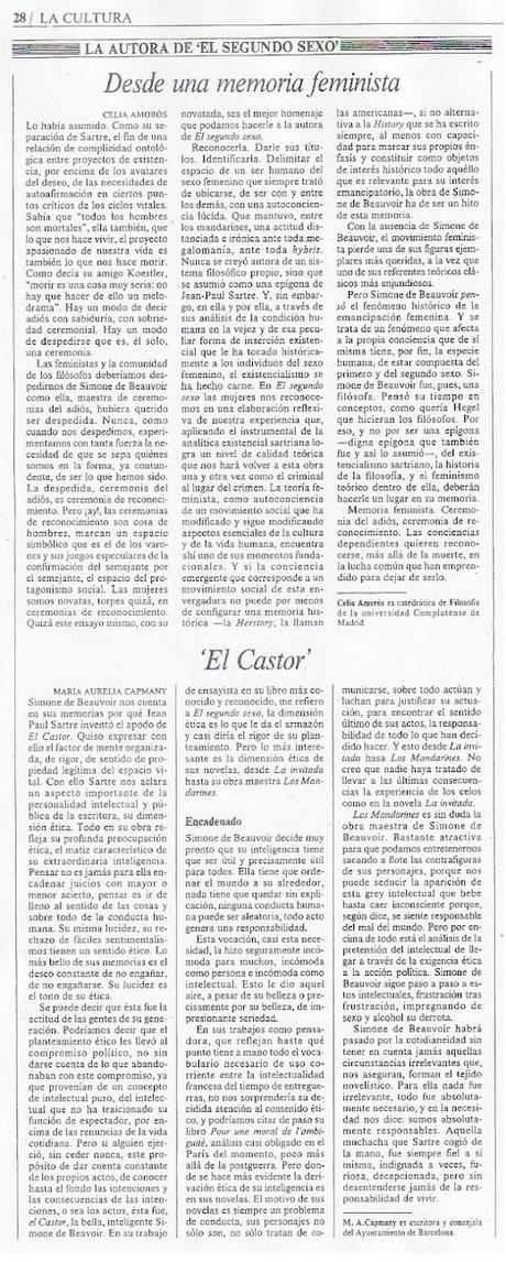 OBITUARIO DE SIMONE DE BEAUVOIR (1986)