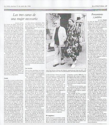 OBITUARIO DE SIMONE DE BEAUVOIR (1986)