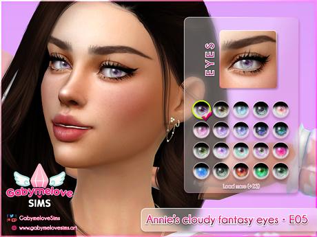 Sims 4 CC | Eye color: Annie's cloudy fantasy eyes • E05, contact lenses | Gabymelove Sims | Custom content, contenido personalizado, color de ojos, ojo, colores, nube, nublado, fantasía, lentes de contacto, lentillas, face paiting, pintura facial, maquillaje, makeup, make-up, mod, mods, download, free, cute, shine, star, kawaii