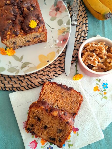 Banana bread - Bizcocho de plátano y chocolate