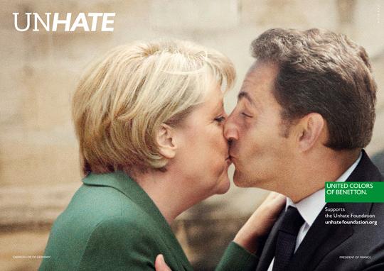 La Merkel besa a Sarkozy para Benetton!