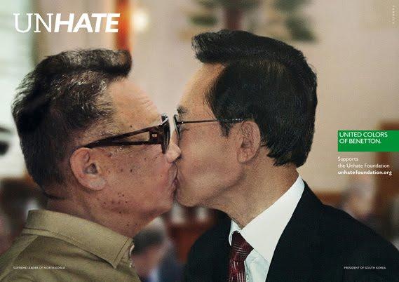 Nueva campaña de Benetton con líderes enfrentados besándose en la boca