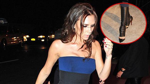 Última moda! Polainas de cuero de Victoria Beckham