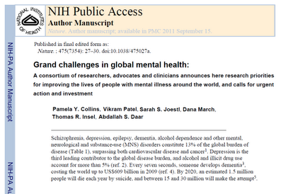 Grandes Desafíos en Salud Mental Global - Collins y col.