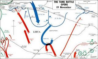 Los británicos avanzan ante la impasibilidad de Rommel, que finalmente envía a su encuentro un Kampfgruppe Panzer - 19/11/1941.