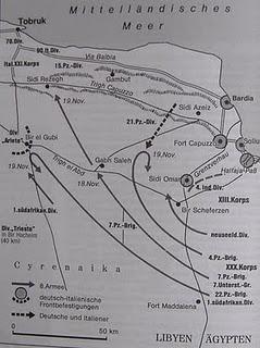 Los británicos avanzan ante la impasibilidad de Rommel, que finalmente envía a su encuentro un Kampfgruppe Panzer - 19/11/1941.