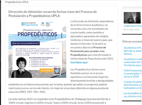 Proceso de Postulación para acceder a los Propedéuticos que está ofertando la Universidad de Playa Ancha este 2023.