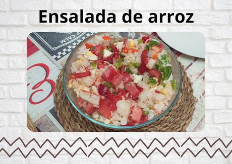 ENSALADA DE ARROZ CON PIMIENTOS, TOMATES Y SURIMI