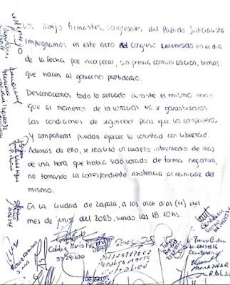 Afiliados peronistas piden la impugnación del Congreso realizado en Zapala Afiliados peronistas piden la impugnación del Congreso realizado en Zapala