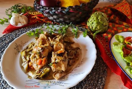 Conejo al tomillo con alcachofas