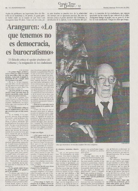 ENTREVISTA A ARANGUREN (1991)