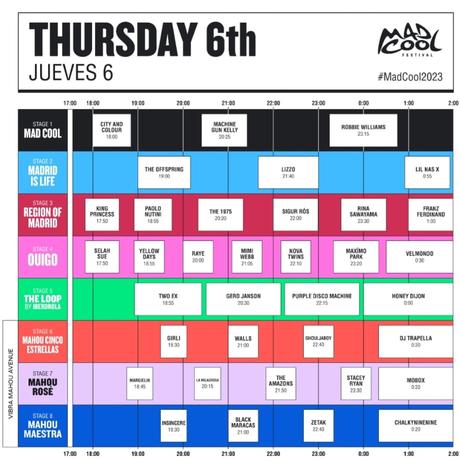 Horarios del Mad Cool 2023