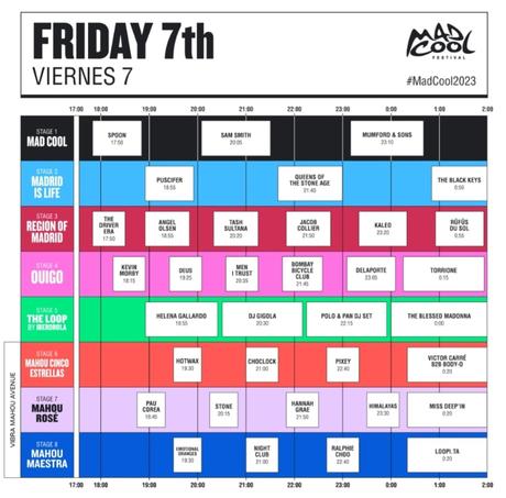 Horarios del Mad Cool 2023