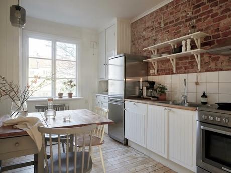 Cocina rústica en apartamento nórdico Cocina rústica en apartamento nórdico