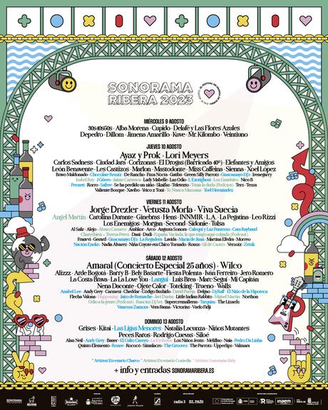 Cartel por días del Sonorama Ribera 2023