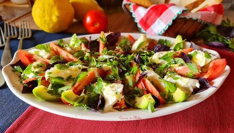 Ensalada de tomate, aguacate y mozzarela