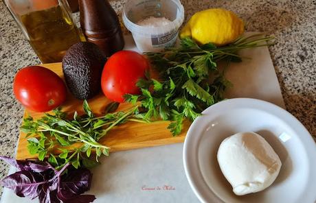 Ensalada de tomate, aguacate y mozzarela
