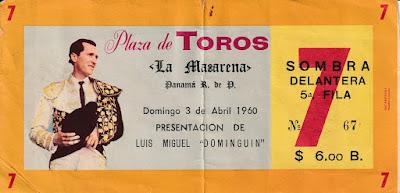 Tesoros del Pasado: Un Boleto de 1960 en la Plaza de Toros La Macarena con Luis Miguel 
