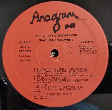Attila the Stockbroker -Sawdust And Empire  Lp 1984