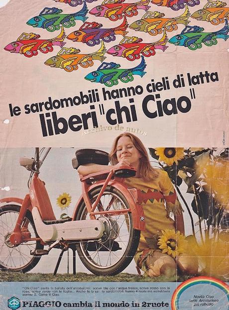 Piaggio Ciao y una vieja publicidad del año 1973